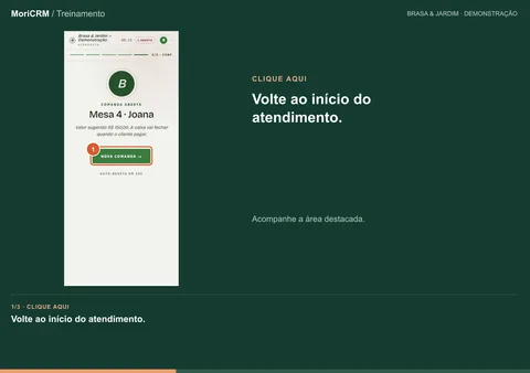 Demonstração de acompanhe as mesas abertas